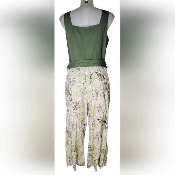 Anthropologie Gal Meets Glam Sz 8 Rachel Button Front Linen Blend Jumpsuit - Picture 4 of 6